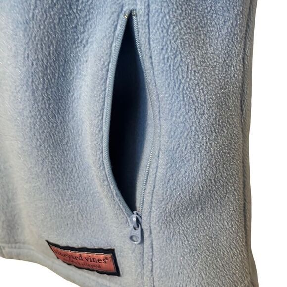 Vineyard Vines women's Vest Size Large front logo'd side zip pockets fleece blue - Picture 7 of 9